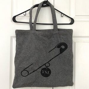 YSL Felted Wool Tote Bag Safety Pin Print